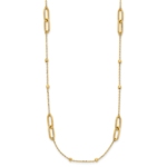 10K Polished and Dia-cut Fancy Link w/Beads w/2in ext. Necklace - Image 2
