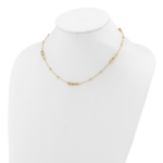 10K Polished and Dia-cut Fancy Link w/Beads w/2in ext. Necklace - Image 3