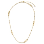 10K Polished and Dia-cut Fancy Link w/Beads w/2in ext. Necklace - Image 4
