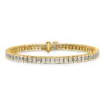 14K Yellow Gold 7 ctw. VS/SI FGH Lab Grown Princess Diamond Tennis Bracelet - Image 3