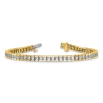 14K Yellow Gold 7 ctw. VS/SI FGH Lab Grown Princess Diamond Tennis Bracelet - Image 5