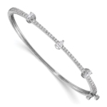 14K White Gold Lab Grown Diamond VS/SI FGH Round & Pear Bangle