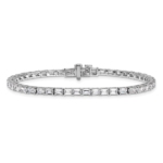 14K White Gold Lab Grown Diamond VS/SI FGH Emerald Tennis Bracelet - Image 3