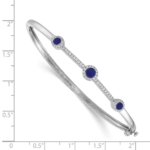 14k White Gold Diamond and Cabochon Sapphire Bangle - Image 2