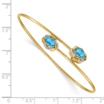 14k Polished .03ct Diamond and Blue Topaz Flexible Bangle - Image 2