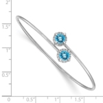 14k White Gold Blue Topaz and Diamond Flexible Bangle - Image 2