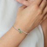 14k White Gold Peridot and Diamond Flexible Bangle - Image 3