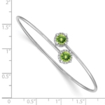 14k White Gold Peridot and Diamond Flexible Bangle - Image 2
