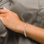 14k White Gold 4mm Solid Polished Half-Round Slip-On Bangle - Image 4