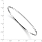 14k White Gold 2mm Solid Polished Half-Round Slip-On Bangle - Image 3