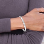 14k White Gold High Polished 6.00mm Hinged Bangle - Image 4