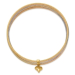 14K w/ Dangle Heart Tri-color Set of 7 Textured Slip-on Bangles - Image 2