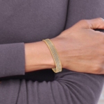 14K w/ Dangle Heart Tri-color Set of 7 Textured Slip-on Bangles - Image 4
