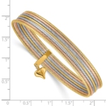 14K w/ Dangle Heart Tri-color Set of 7 Textured Slip-on Bangles - Image 3