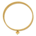 14K w/ Dangle Heart Set of 7 Slip-on Textured Bangles - Image 2