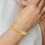 14K w/ Dangle Heart Set of 7 Slip-on Textured Bangles - Image 4