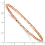 14K Rose Gold Polished Textured Slip-on Bangle Bracelet - Image 4