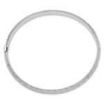 14k White Gold Textured Diamond-cut Twisted Hinged Bangle - Image 2