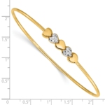 14K & White Rhodium Polished D/C Hearts Slip On Bangle - Image 3