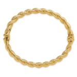 14K Polished and Textured Twisted Hinged Bangle - Image 2