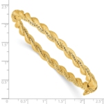 14K Polished and Textured Twisted Hinged Bangle - Image 3