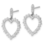 14K White Gold Lab Grown VS/SI FGH Dia Open Heart Post Dangle Earrings - Image 2