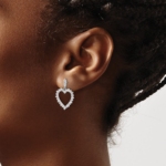 14K White Gold Lab Grown VS/SI FGH Dia Open Heart Post Dangle Earrings - Image 3