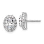 14K White Gold Lab Grown Diamond VS/SI FGH Oval Halo Earrings Semi-Mount