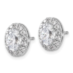 14K White Gold Lab Grown Diamond VS/SI FGH Oval Halo Earrings Semi-Mount - Image 2
