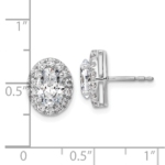 14K White Gold Lab Grown Diamond VS/SI FGH Oval Halo Earrings Semi-Mount - Image 3
