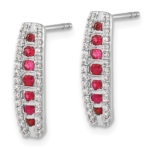14K White Gold Lab Grown VS/SI FGH Dia and Created Ruby Fancy Earrings - Image 2