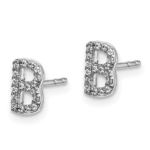14K White Gold Lab Grown VS/SI FGH Dia Letter B Initial Post Earrings - Image 2