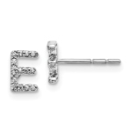 14K White Gold Lab Grown VS/SI FGH Dia Letter E Initial Post Earrings