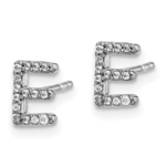 14K White Gold Lab Grown VS/SI FGH Dia Letter E Initial Post Earrings - Image 2