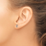 14K White Gold Lab Grown VS/SI FGH Dia Letter E Initial Post Earrings - Image 3