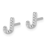 14K White Gold Lab Grown VS/SI FGH Dia Letter J Initial Post Earrings - Image 2