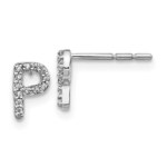 14K White Gold Lab Grown VS/SI FGH Dia Letter P Initial Post Earrings