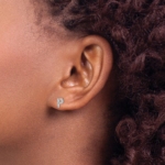 14K White Gold Lab Grown VS/SI FGH Dia Letter P Initial Post Earrings - Image 3