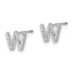 14K White Gold Lab Grown VS/SI FGH Dia Letter W Initial Post Earrings - Image 2