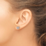 14K White Gold Lab Grown VS/SI FGH Dia Letter W Initial Post Earrings - Image 3