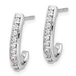 14K White Gold Lab Grown VS/SI FGH Dia J-Hoop Post Earrings - Image 2