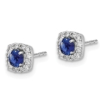 14K White Gold Lab Grown VS/SI FGH Dia and Cr Sapphire Square Halo Earrings - Image 2