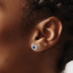 14K White Gold Lab Grown VS/SI FGH Dia and Cr Sapphire Square Halo Earrings - Image 3