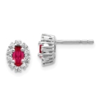 14K White Gold Lab Grown Diamond VS/SI FGH & Cr. Ruby Earrings