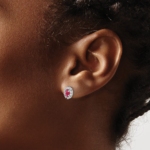 14K White Gold Lab Grown Diamond VS/SI FGH & Cr. Ruby Earrings - Image 3