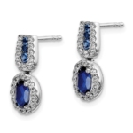 14K White Gold Lab Grown VS/SI FGH Dia and Created  Sapphire Post Earrings - Image 2
