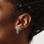 14K White Gold Lab Grown VS/SI FGH Dia and Created  Sapphire Post Earrings - Image 3