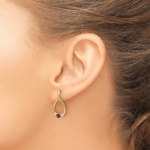 10K Lab Grown VS/SI FGH Dia and Created Ruby Post Dangle Earrings - Image 3