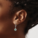 14K White Gold Lab Grown VS/SI FGH Dia and Cr Emerald Leverback Earrings - Image 3