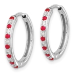 14K White Gold Lab Grown Diamond VS/SI FGH & Cr. Ruby Hinged Hoop Ea - Image 2